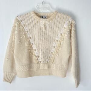 Vintage EREZ Cottagecore Angora Pearl Sweater